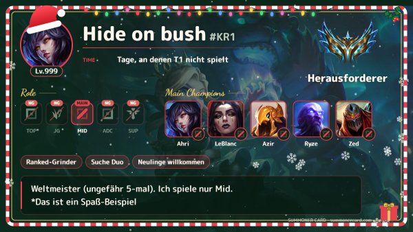 Summoner-Card-Vorlage: Weihnachten