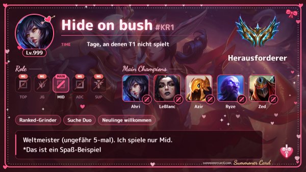 Summoner-Card-Vorlage: Valentinstag