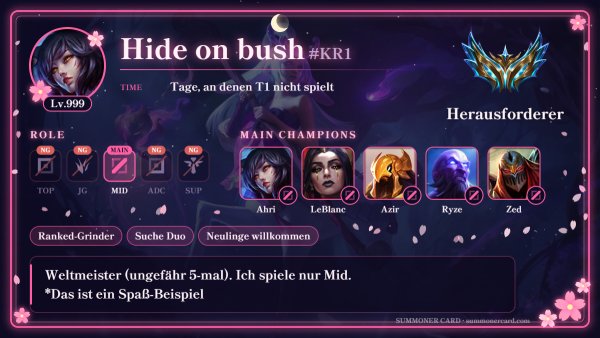 Summoner-Card-Vorlage: Nachtkirschblüte