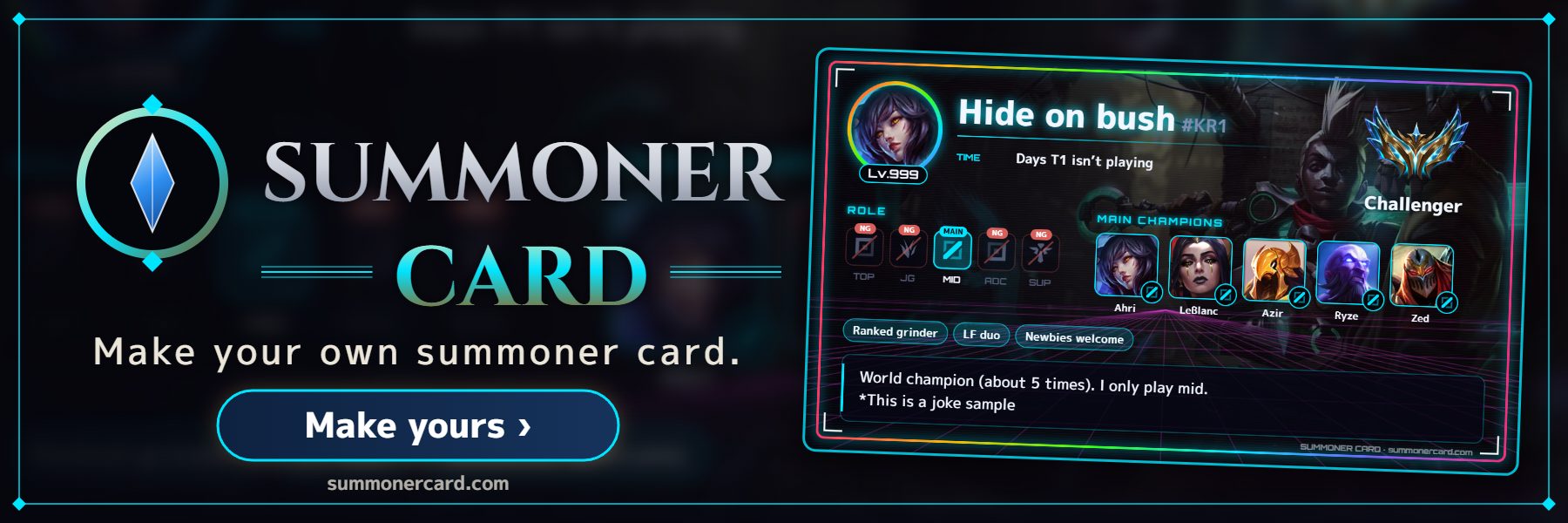 SUMMONER CARD banner: Gaming RGB