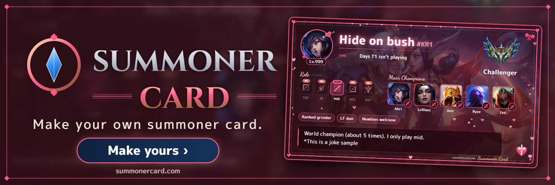 SUMMONER CARD banner: Valentine’s