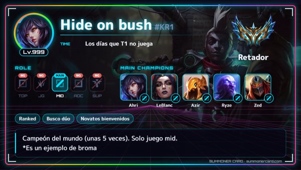 Plantilla de tarjeta de invocador: Gaming RGB