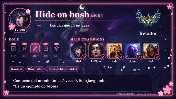 Plantilla de tarjeta de invocador: Sakura nocturno