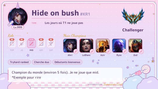 Modèle de carte d’invocateur : Rose rêveur