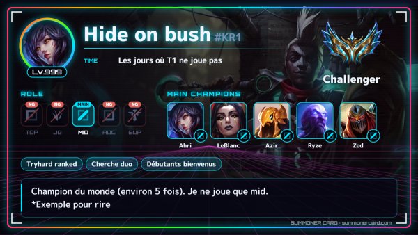 Modèle de carte d’invocateur : Gaming RGB