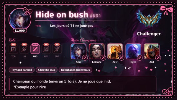 Modèle de carte d’invocateur : Jirai-kei