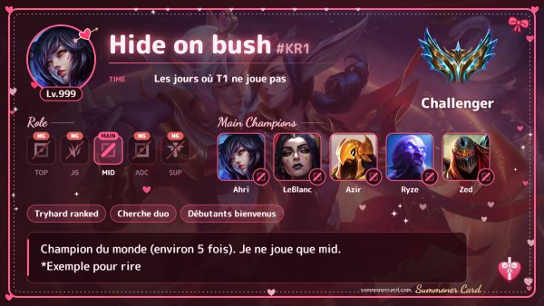 Modèle de carte d’invocateur : Saint-Valentin