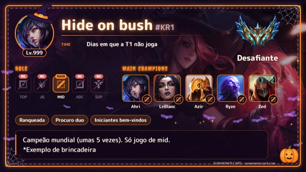 Modelo de card de invocador: Halloween