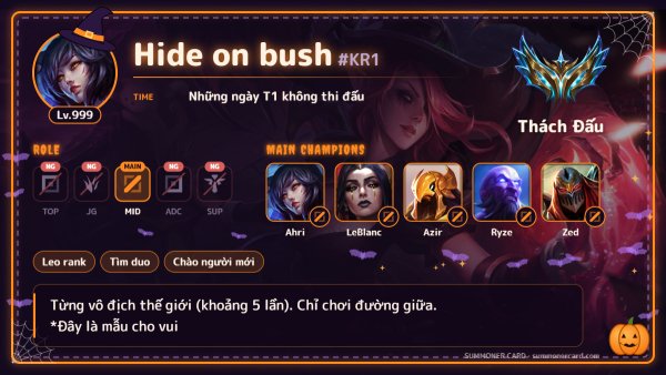 Mẫu thẻ triệu hồi sư: Halloween