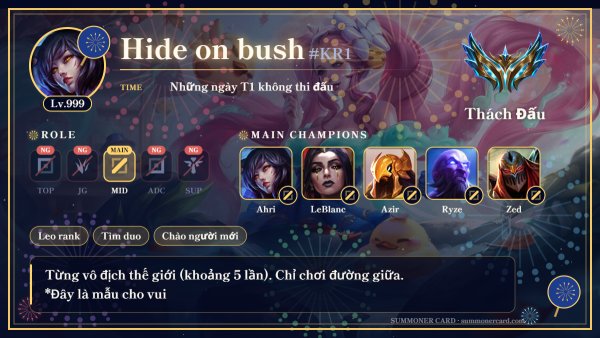Mẫu thẻ triệu hồi sư: Pháo hoa